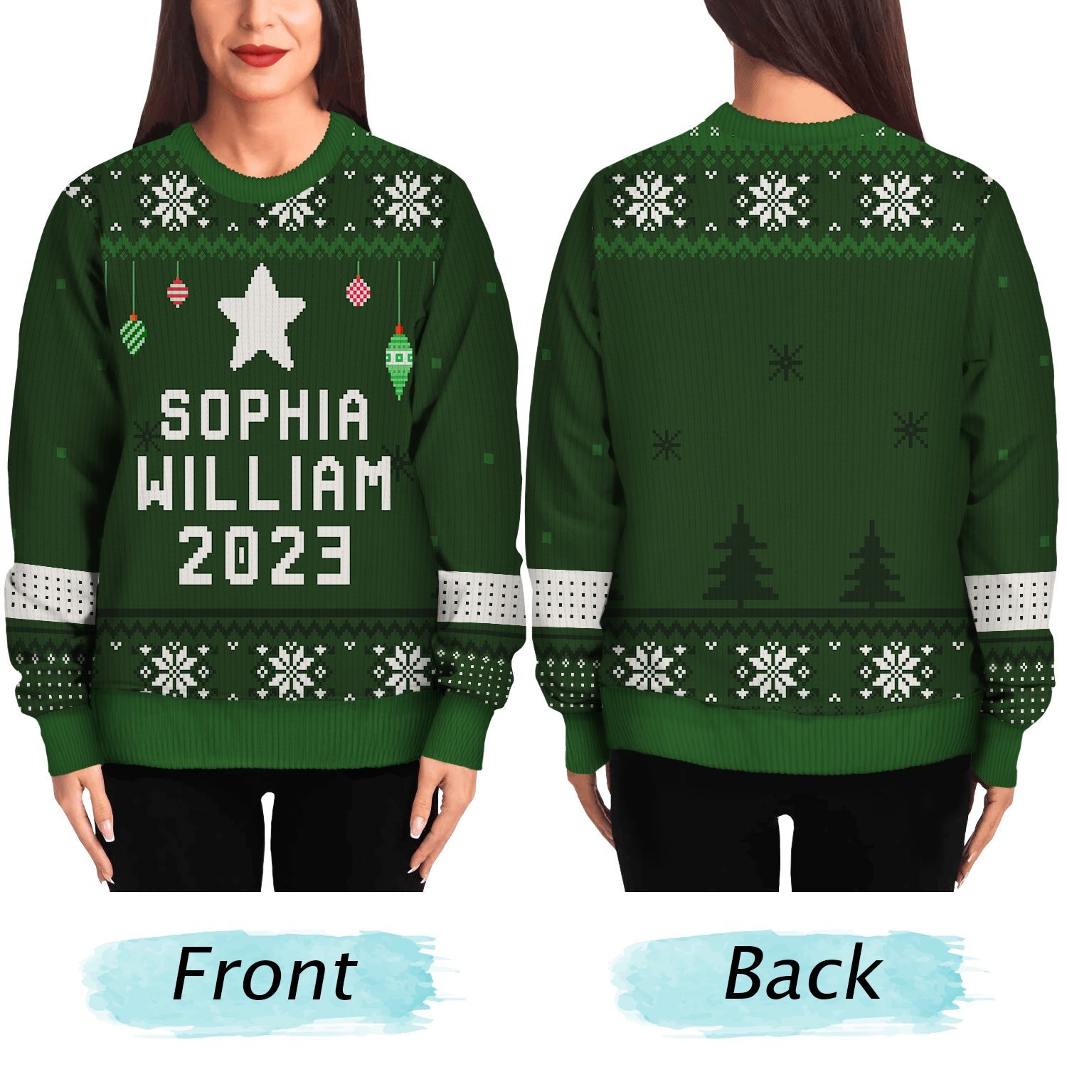 Family Christmas Tree 2023 - Xmas Gift For Parents, Grandparents, Siblings - Personalized Unisex Ugly Sweater