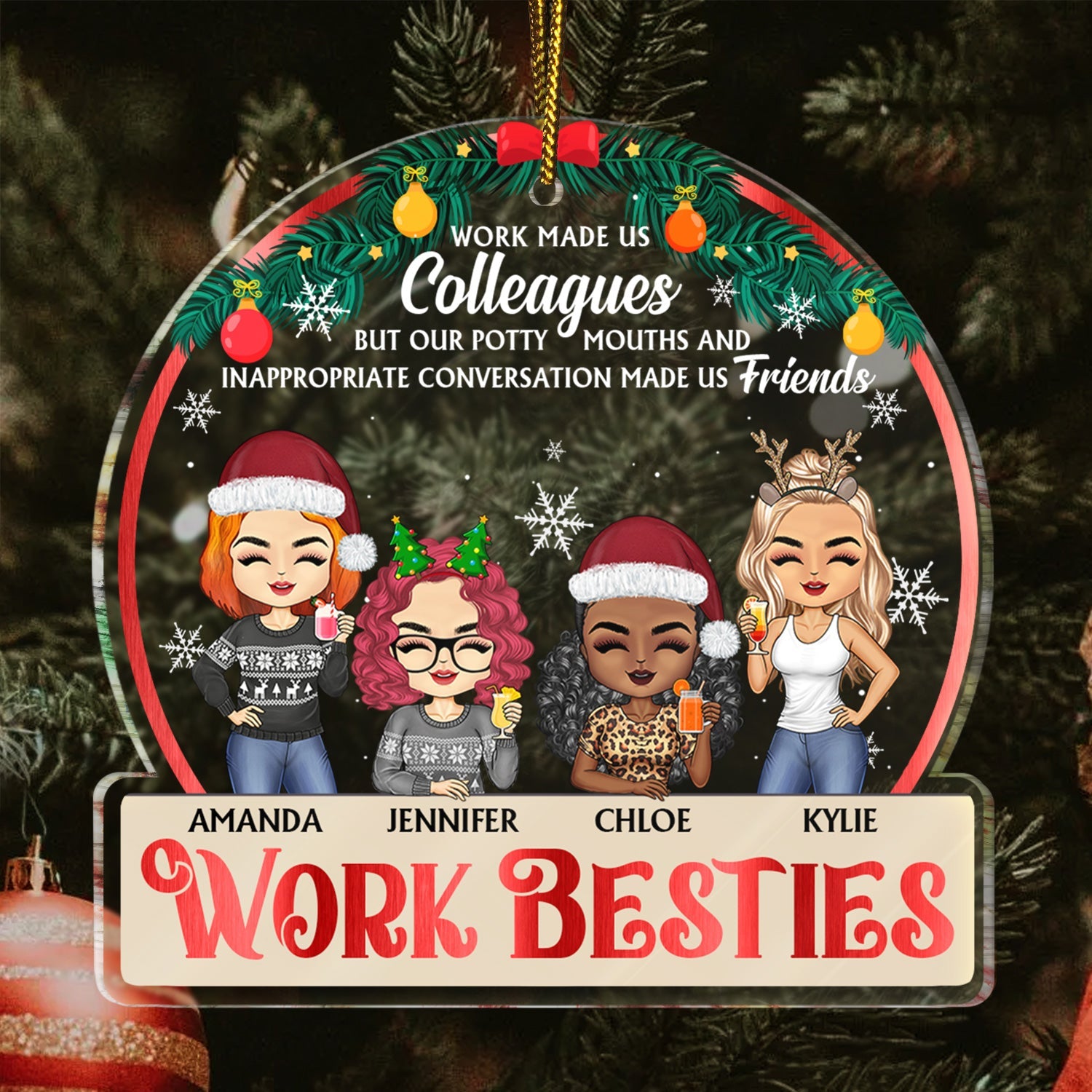 Work Besties You Are The Reason I Don't Punch People - Christmas Gifts For Colleagues, Coworker, Friends - Personalized Custom Shaped Acrylic Ornament