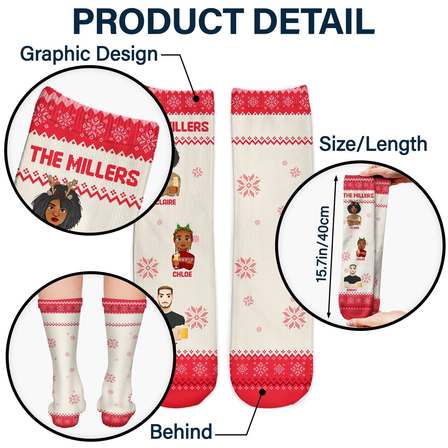 Flat Art 6 To 10 - Christmas, Funny Gift For Family, Couple, Dad, Mom, Grandpa, Grandma - Personalized Socks