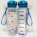 Yoga Girl Morning Affirmations - Gift For Mom, Gift For Women - Personalized Water Tracker Bottle