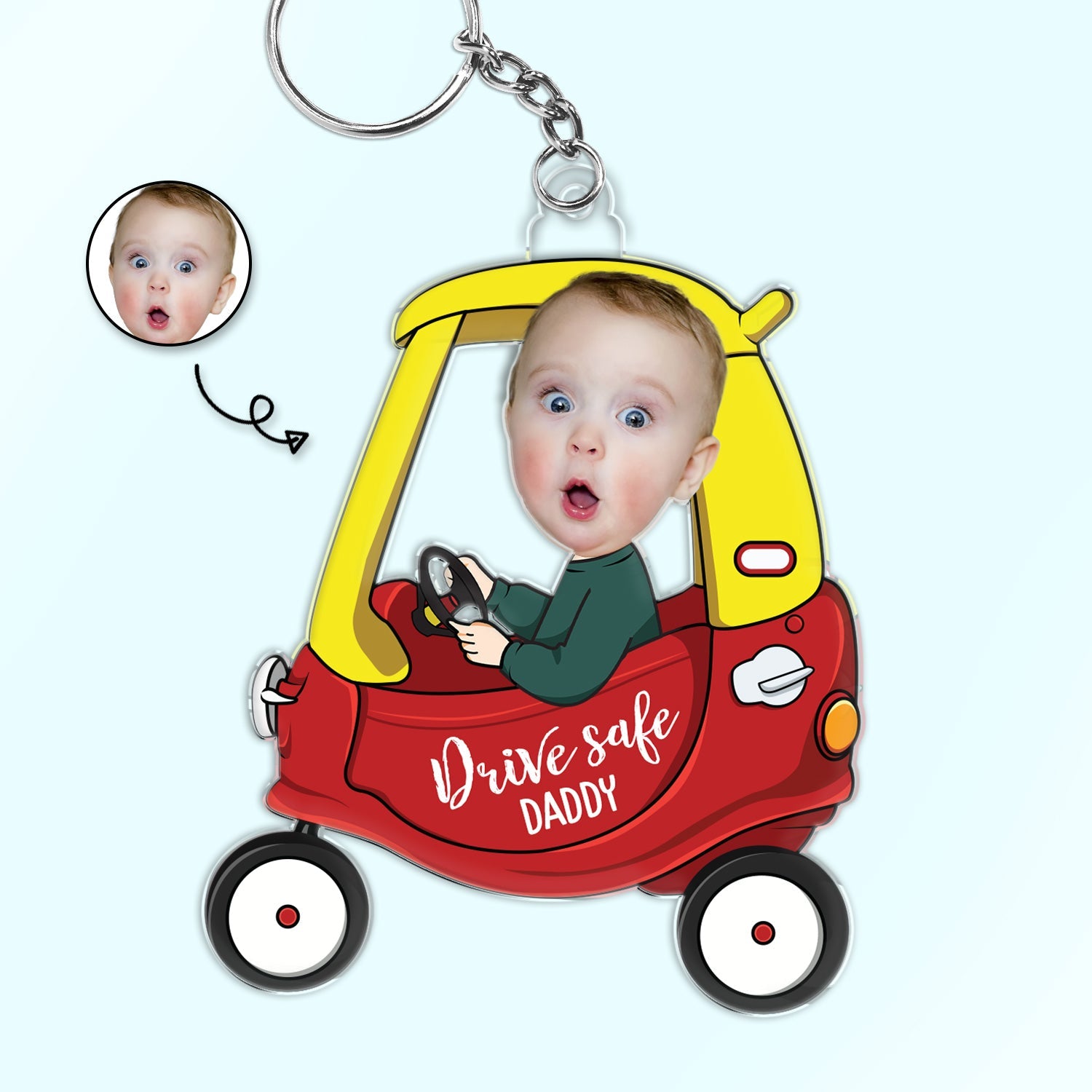 Custom Photo Drive Safe Daddy - Birthday, Loving Gift For Dad, Father, Papa, Grandpa - Personalized Acrylic Keychain