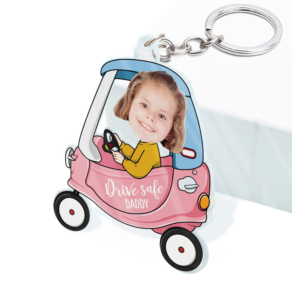 Custom Photo Drive Safe Daddy - Birthday, Loving Gift For Dad, Father, Papa, Grandpa - Personalized Acrylic Keychain