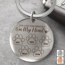 You Left Paw Prints - Memorial Gift For Dog Lovers, Cat Lovers - Personalized Keyring