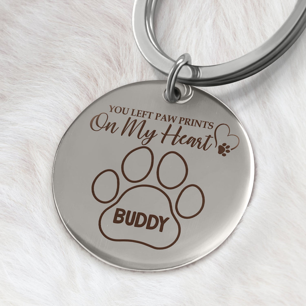 You Left Paw Prints - Memorial Gift For Dog Lovers, Cat Lovers - Personalized Keyring