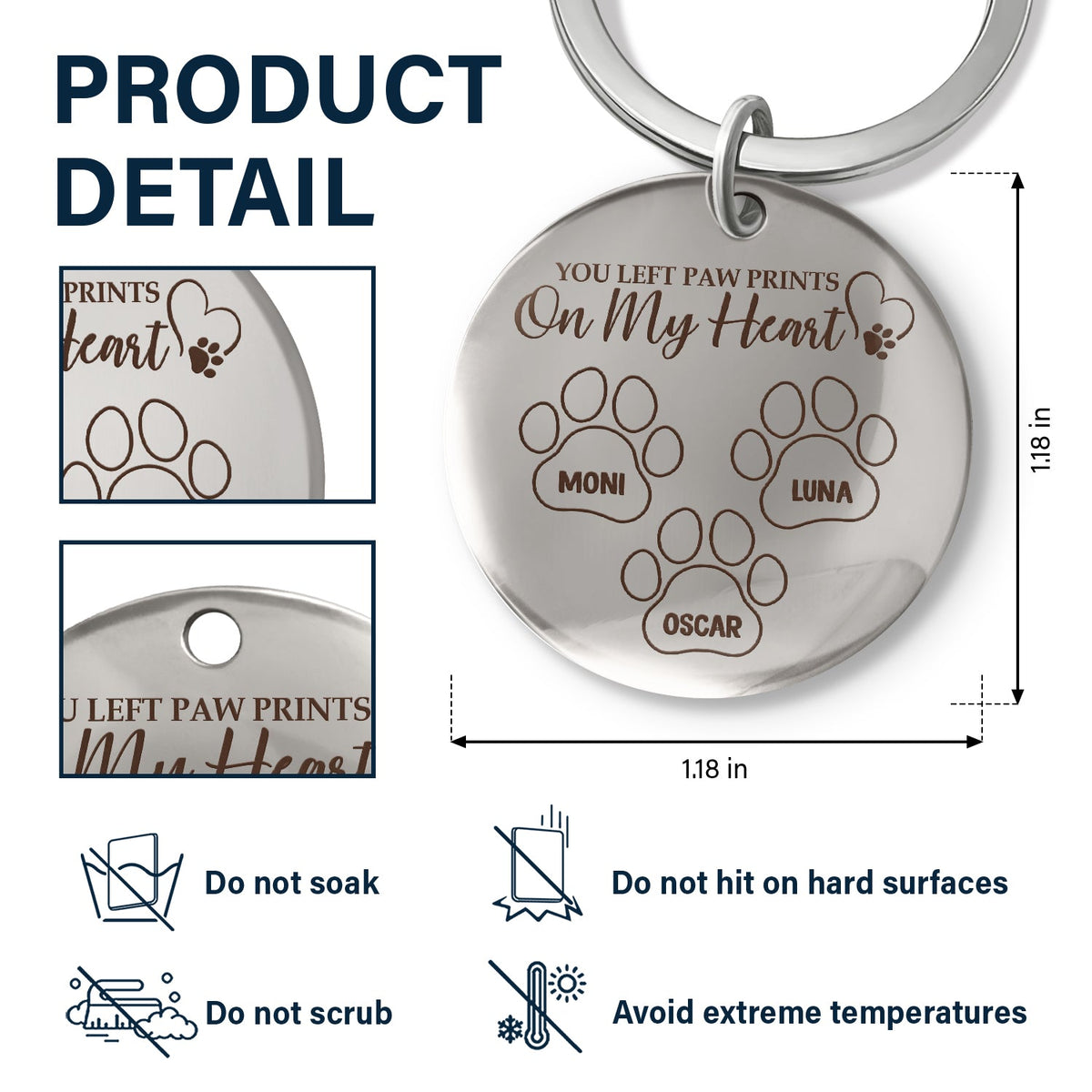 You Left Paw Prints - Memorial Gift For Dog Lovers, Cat Lovers - Personalized Keyring