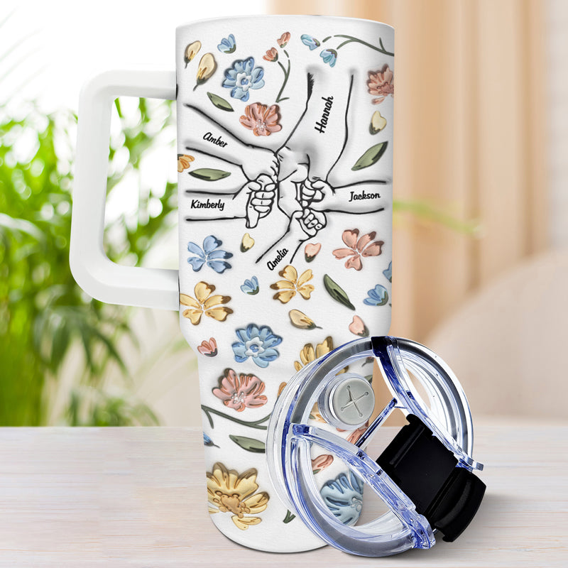 Hand In Hand, I Will Always Protect You - Gift For Mom, Grandma - 3D Inflated Effect Printed Cup, Personalized 40oz Tumbler With Straw