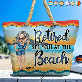 Retired See You At The Beach - Personalized Beach Bag