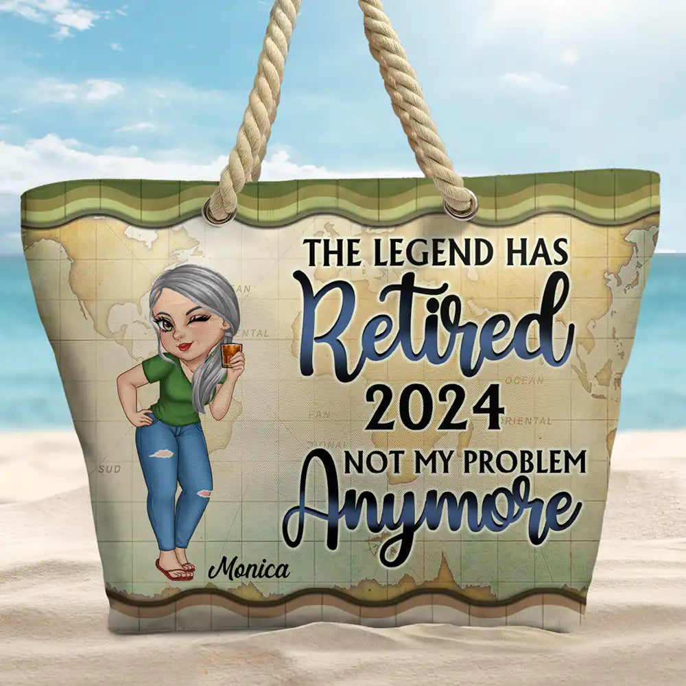 The Legend Has Retired Vintage - Personalized Beach Bag