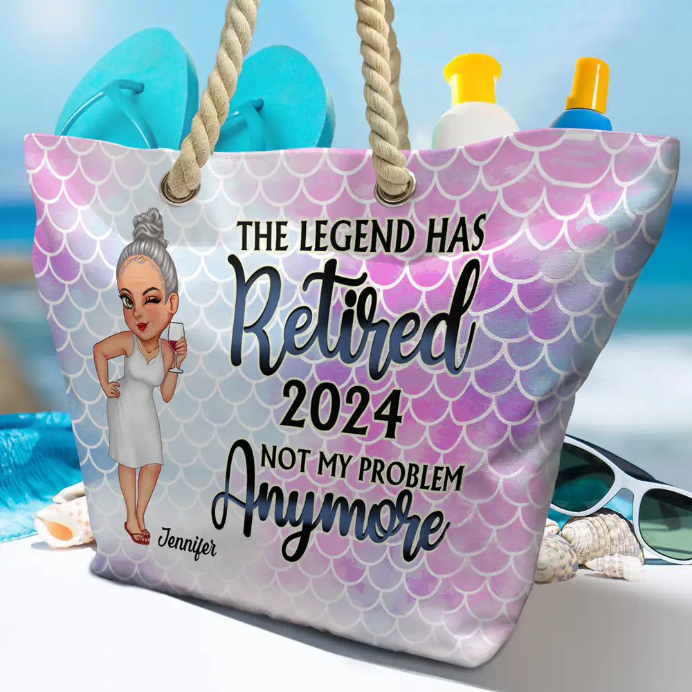 The Legend Has Retired Vintage - Personalized Beach Bag