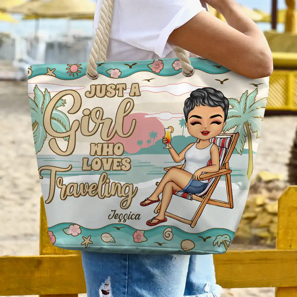 Just A Girl Who Loves Beaches - Personalized Beach Bag