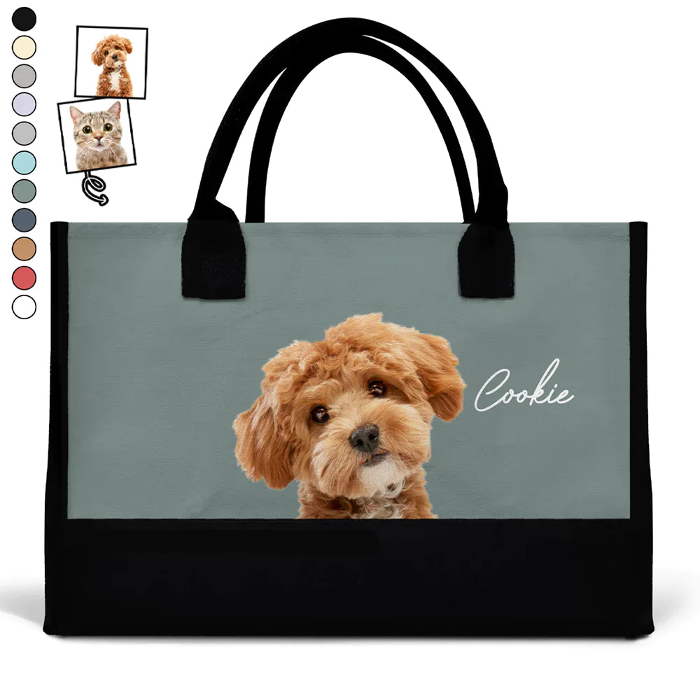 Custom Photo Dog Mom Cat Mom - Personalized Canvas Tote Bag