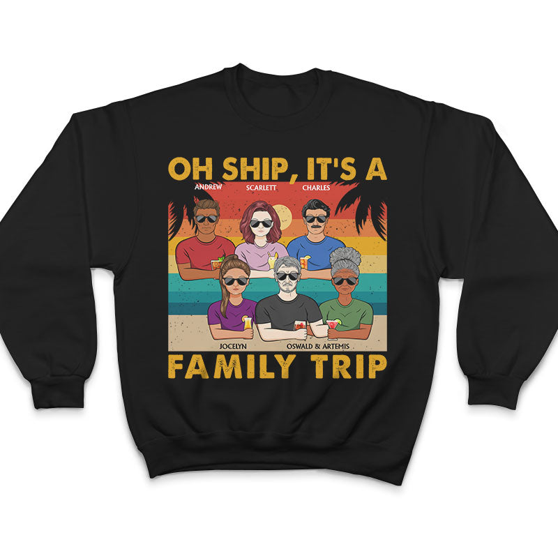 Oh Ship It's A Family Trip Retro Beach - Gift For Parents - Personalized Custom T Shirt