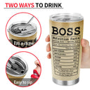 Nutrition Facts Hard Working Unrivaled Skill - Gift For Boss - Personalized Custom Tumbler