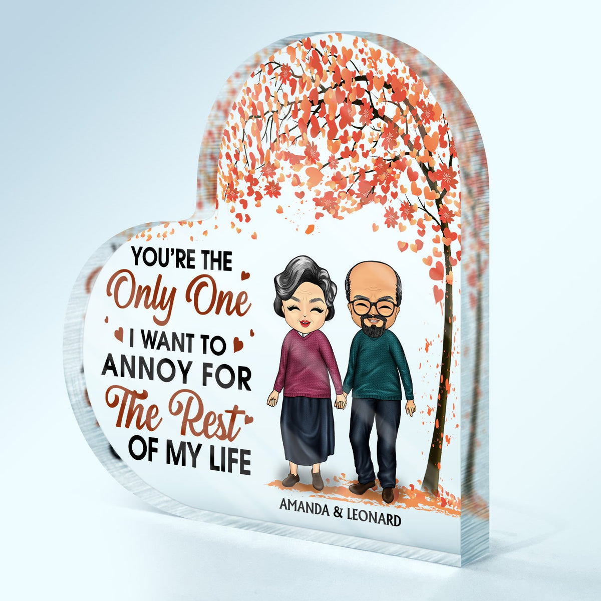 Family Chibi Couple Annoy For The Rest Of My Life - Gift For Couples - Personalized Custom Heart Shaped Acrylic Plaque