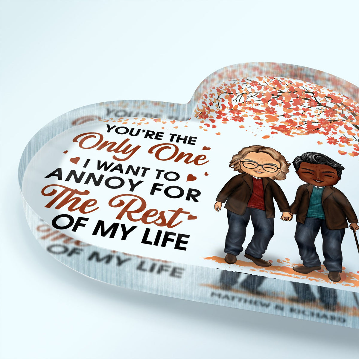 Family Chibi Couple Annoy For The Rest Of My Life - Gift For Couples - Personalized Custom Heart Shaped Acrylic Plaque