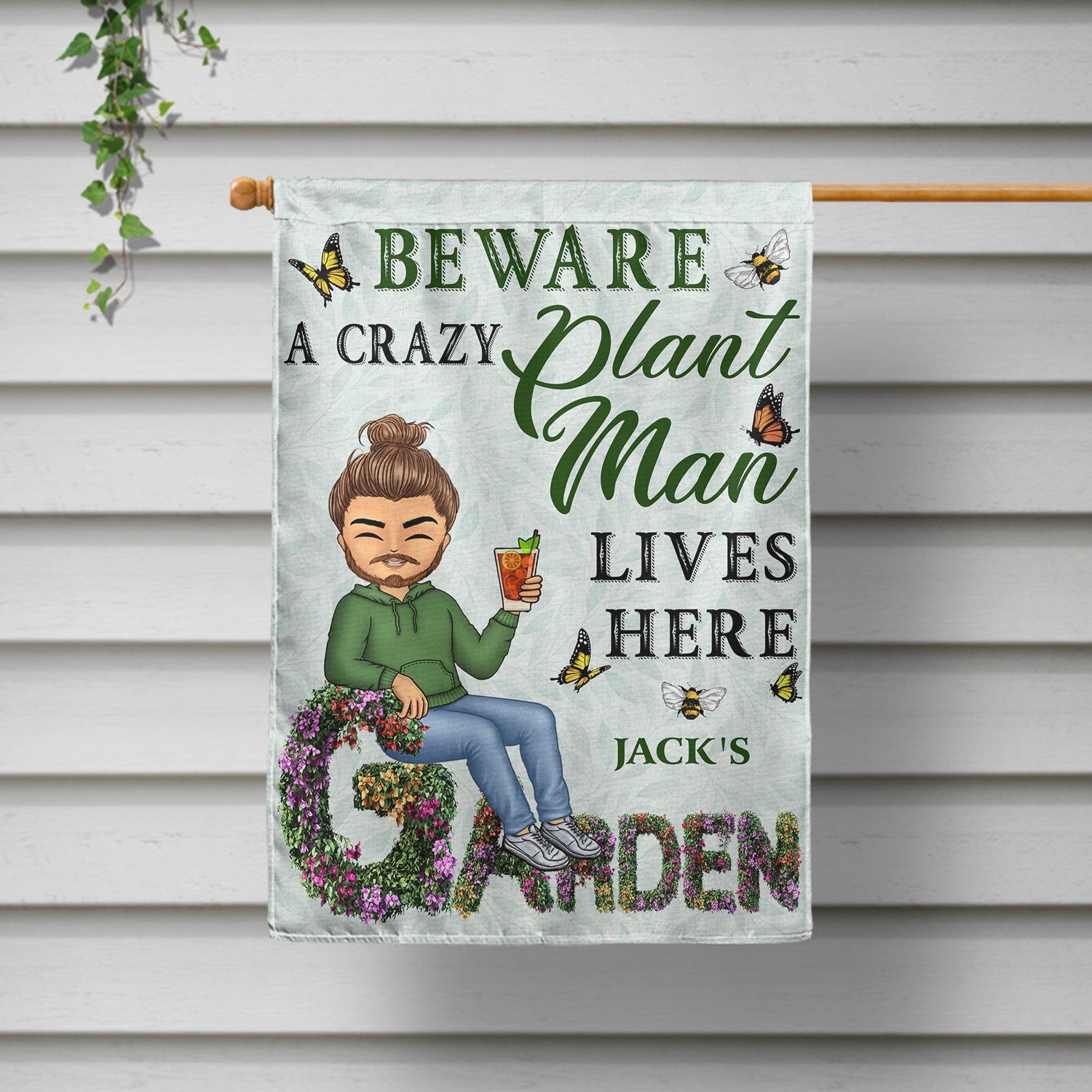 And Into The Garden I Go - Beware A Crazy Plant Lady Lives Here - Birthday, Housewarming Gift For Her, Him, Gardener, Outdoor Decor - Personalized Custom Flag