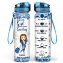 Just A Girl Boy Who Loves Traveling Cruising - Birthday Gift For Him, Her, Trippin', Vacation Lovers - Personalized Custom Water Tracker Bottle