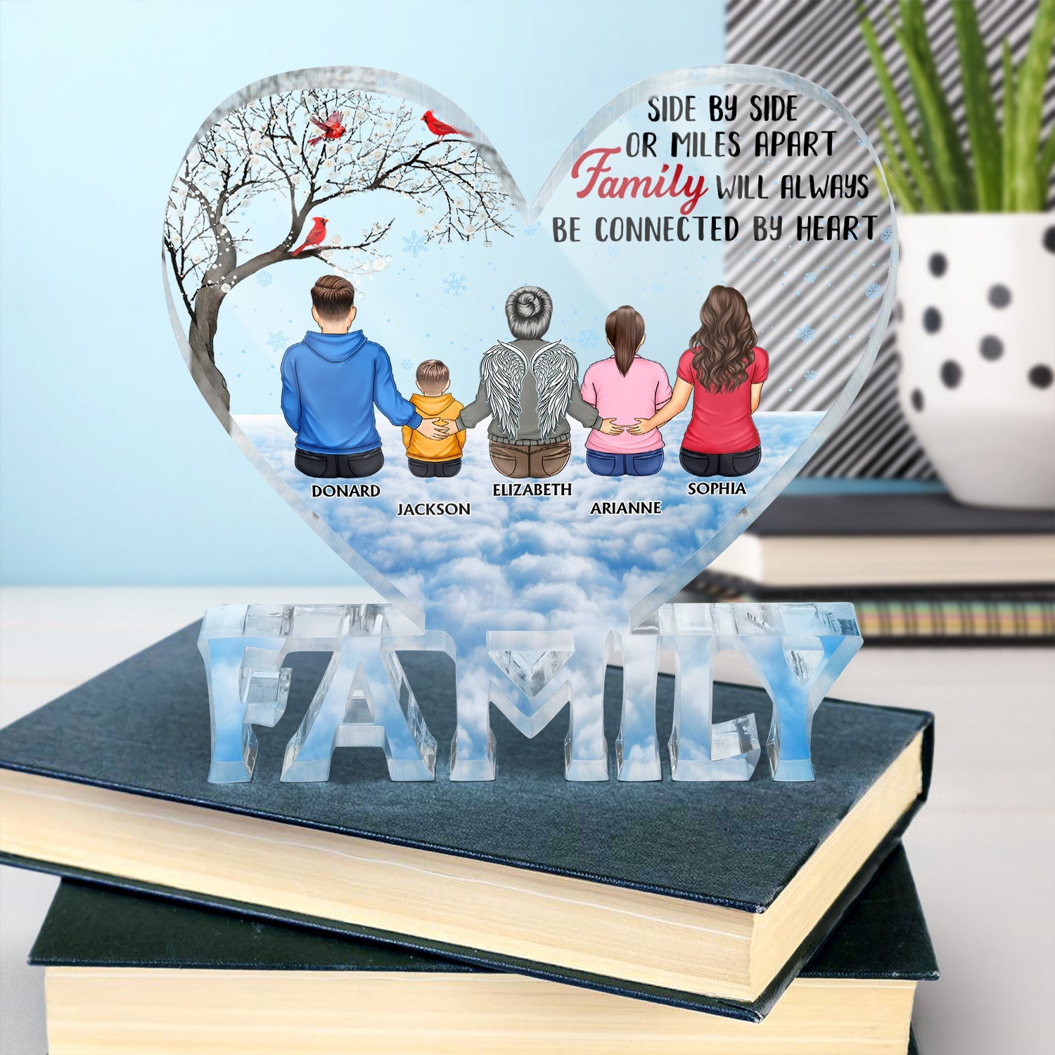 Although You Cannot See Me I'm Always With You - Christmas, Memorial Gift For Family, Parents, Couple - Personalized Family Shaped Acrylic Plaque