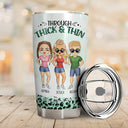 Through Thick & Thin I Promise Chibi - Funny, Anniversary, Birthday Gift For Bestie, Friend, Sibling - Personalized Tumbler