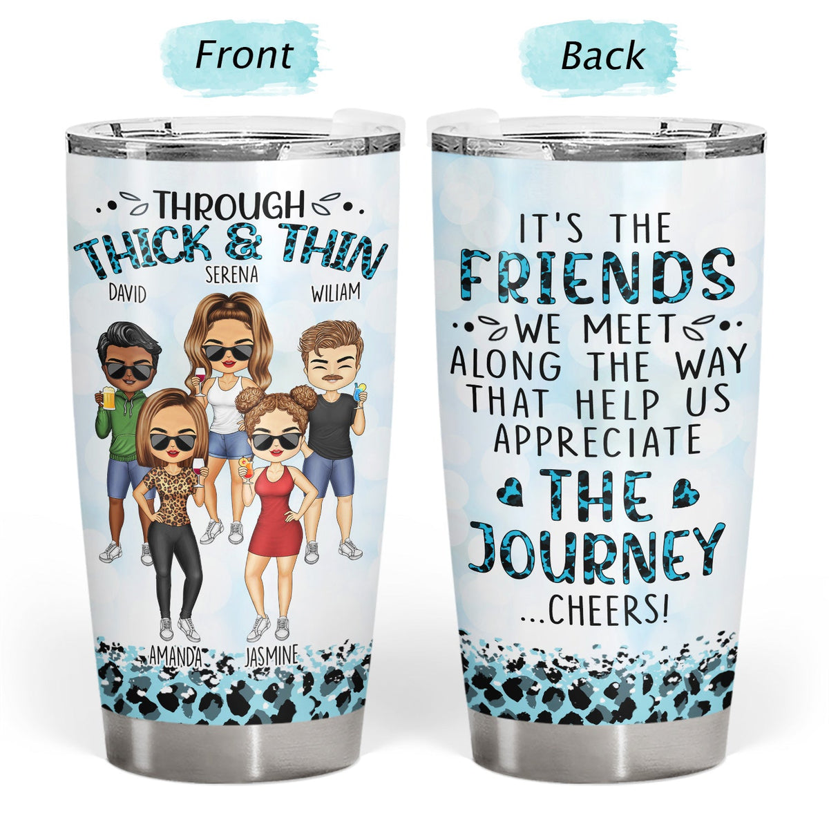 Through Thick & Thin I Promise Chibi - Funny, Anniversary, Birthday Gift For Bestie, Friend, Sibling - Personalized Tumbler