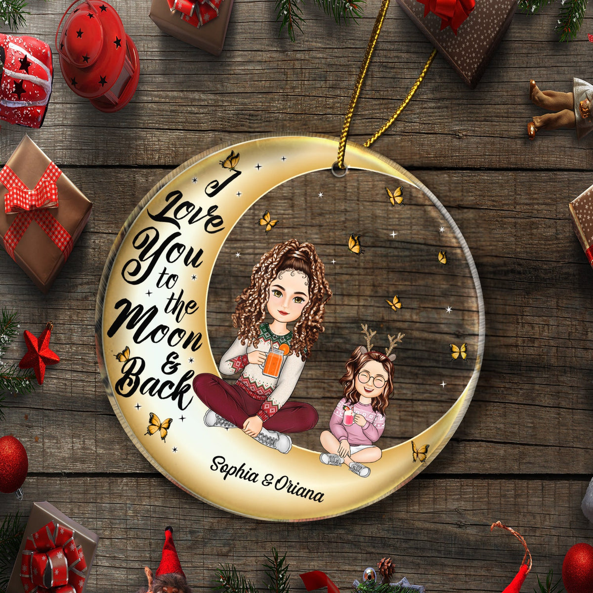 I Love You To The Moon And Back - Christmas Gift For Family, Grandparents, Parents - Personalized Circle Acrylic Ornament