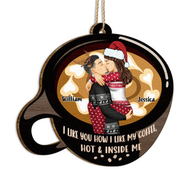 I Like You How I Like My Coffee Latte Art - Christmas Gift For Spouse, Husband, Wife, Boyfriend, Girlfriend - Personalized Custom Shaped Wooden Ornament