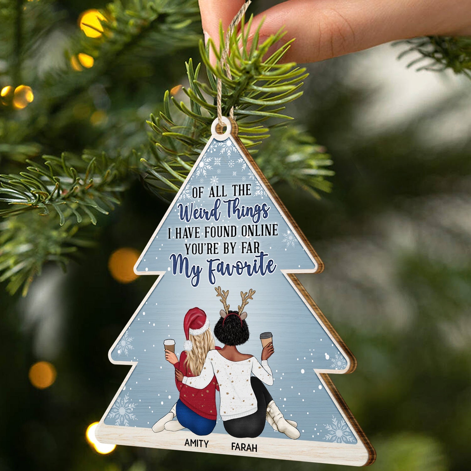 Of All The Weird Things Pine - Christmas Gift For Couples, Husband, Wife - Personalized Custom Shaped Wooden Ornament