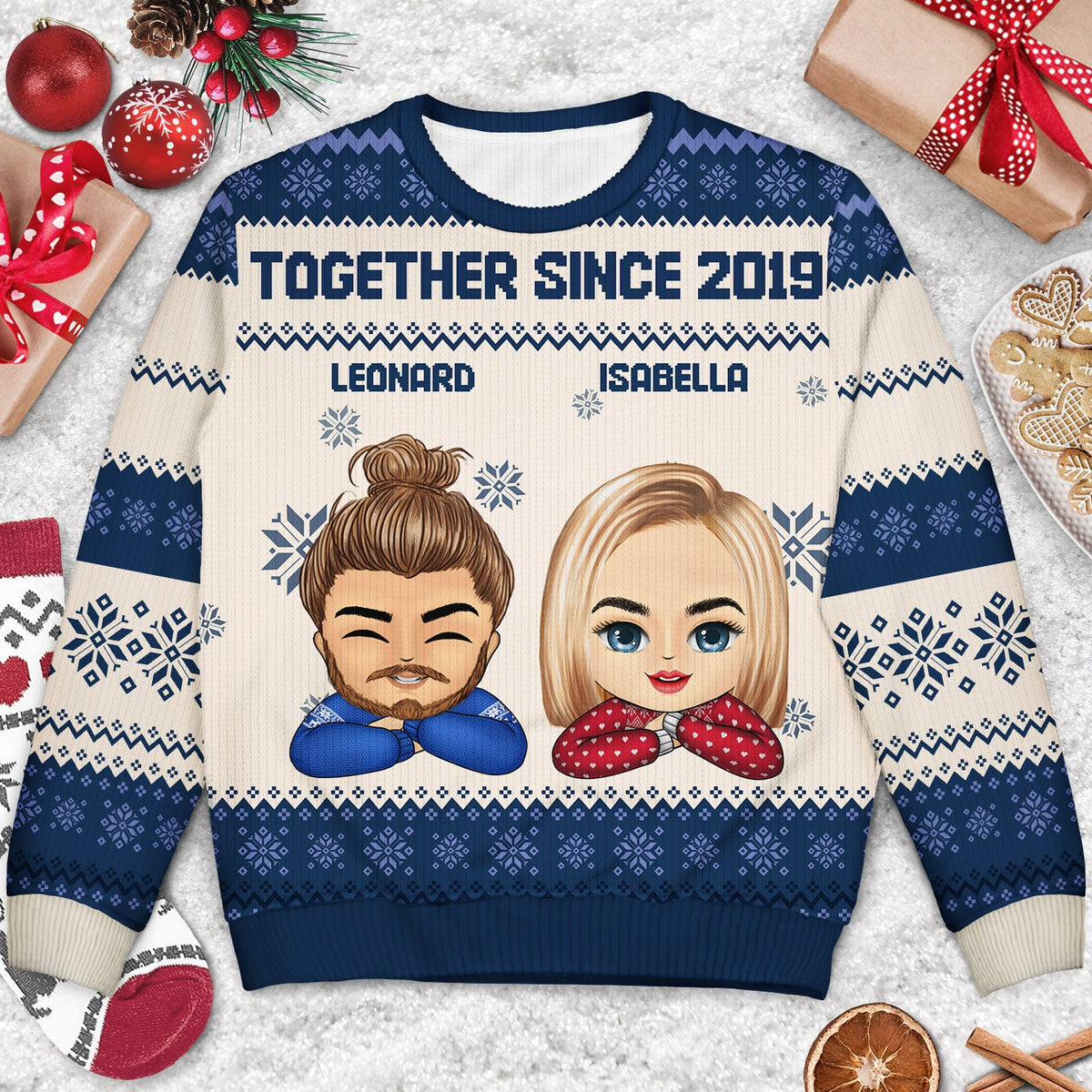 Chibi - Christmas, Funny Gift For Family, Couple, Dad, Mom, Grandpa, Grandma - Personalized Unisex Ugly Sweater