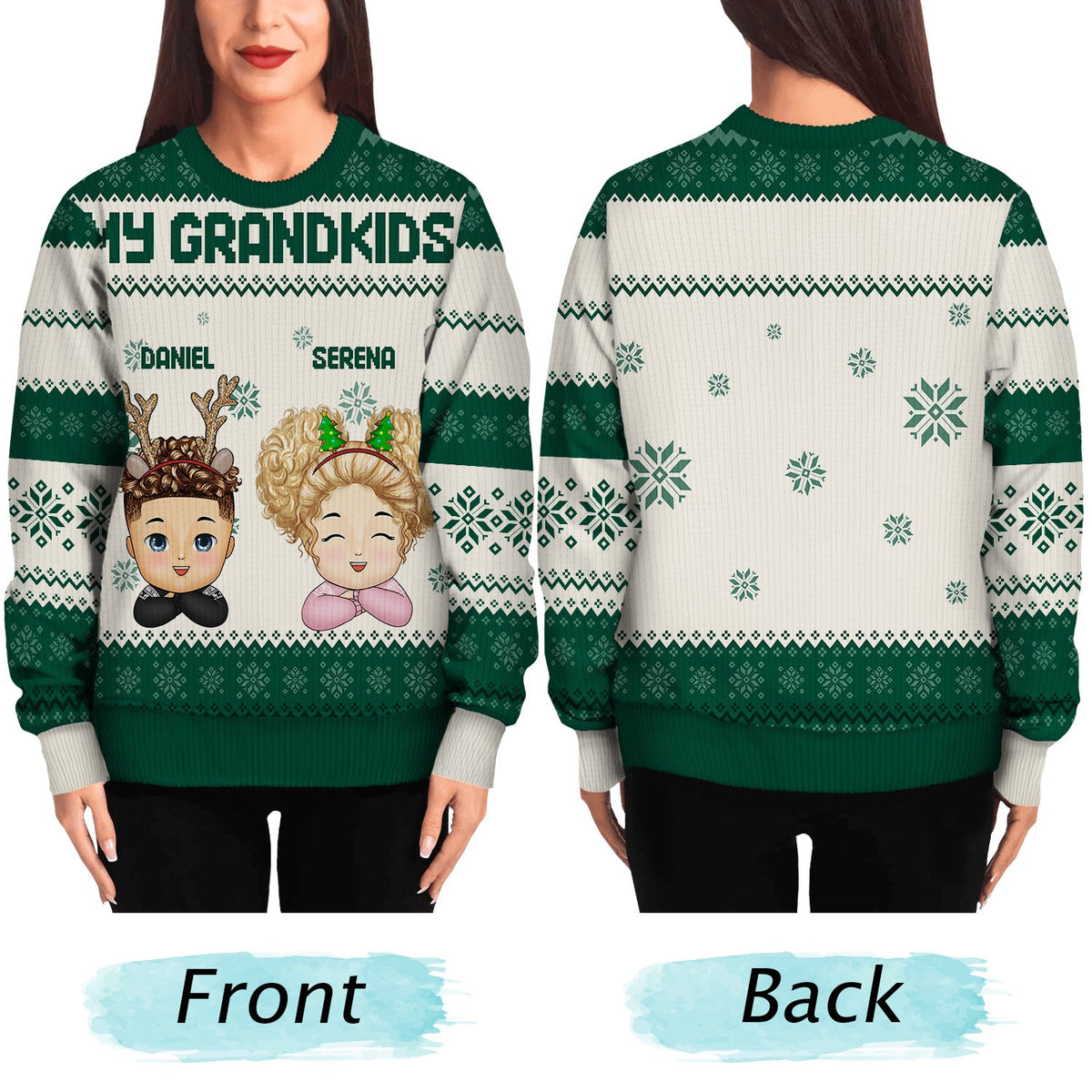 Chibi - Christmas, Funny Gift For Family, Couple, Dad, Mom, Grandpa, Grandma - Personalized Unisex Ugly Sweater