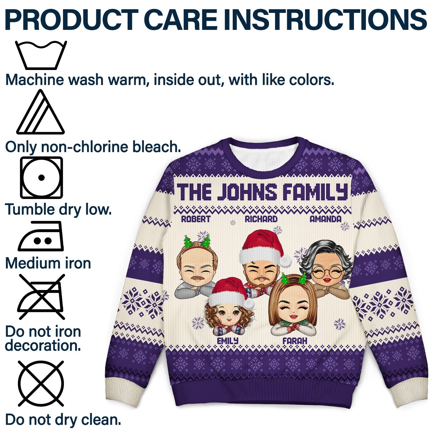 Chibi - Christmas, Funny Gift For Family, Couple, Dad, Mom, Grandpa, Grandma - Personalized Unisex Ugly Sweater