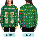 Custom Photo Feliz Navidog Lights - Christmas Gift For Dog Lovers, Cat Lovers - Personalized Unisex Ugly Sweater