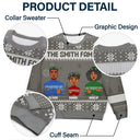 Flat Art Version 2 Semi-real Pet - Christmas, Funny Gift For Family, Couple, Dad, Mom, Grandpa, Grandma - Personalized Unisex Ugly Sweater