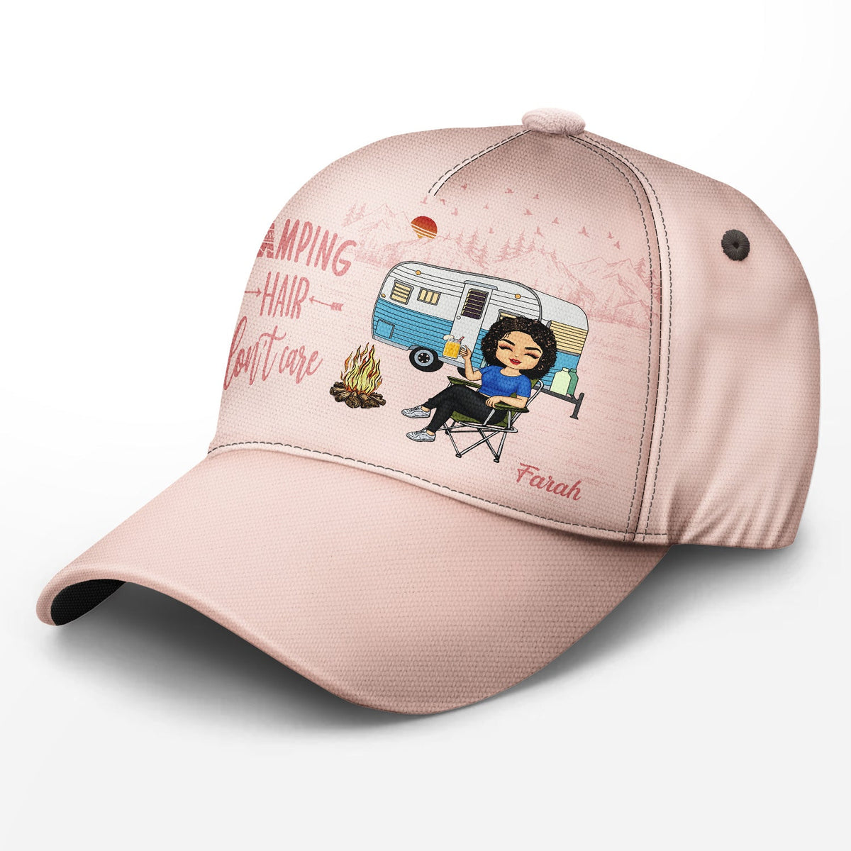 Camping Hair Don't Care - Gift For Camping Lovers, Campers, Women - Personalized Classic Cap