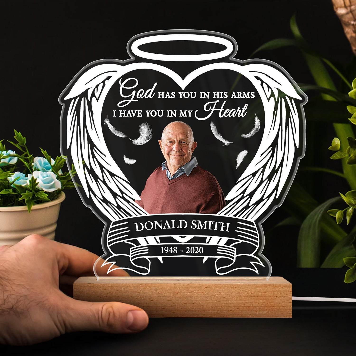 Custom Photo Always Shine In My Heart - Loving, Memorial Gift For Family, Siblings, Friends - Personalized 3D Led Light Wooden Base