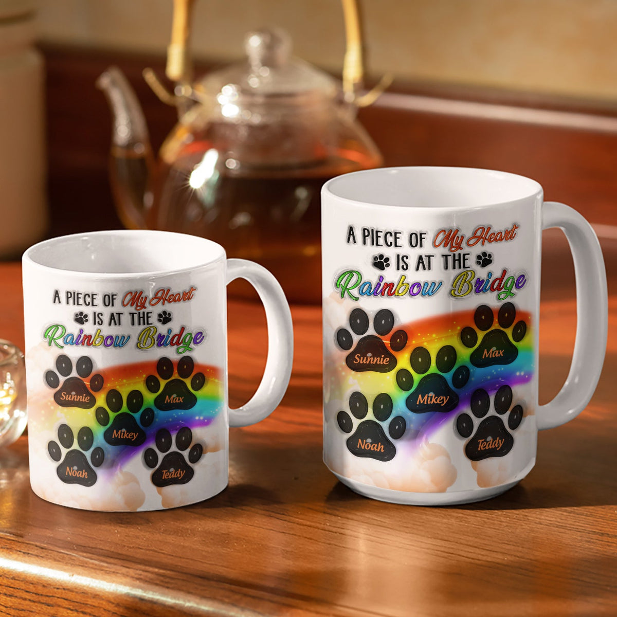 A Piece Of My Heart - Memorial Gift For Dog Lovers, Cat Lovers - 3D Inflated Effect Printed Mug, Personalized White Edge-to-Edge Mug