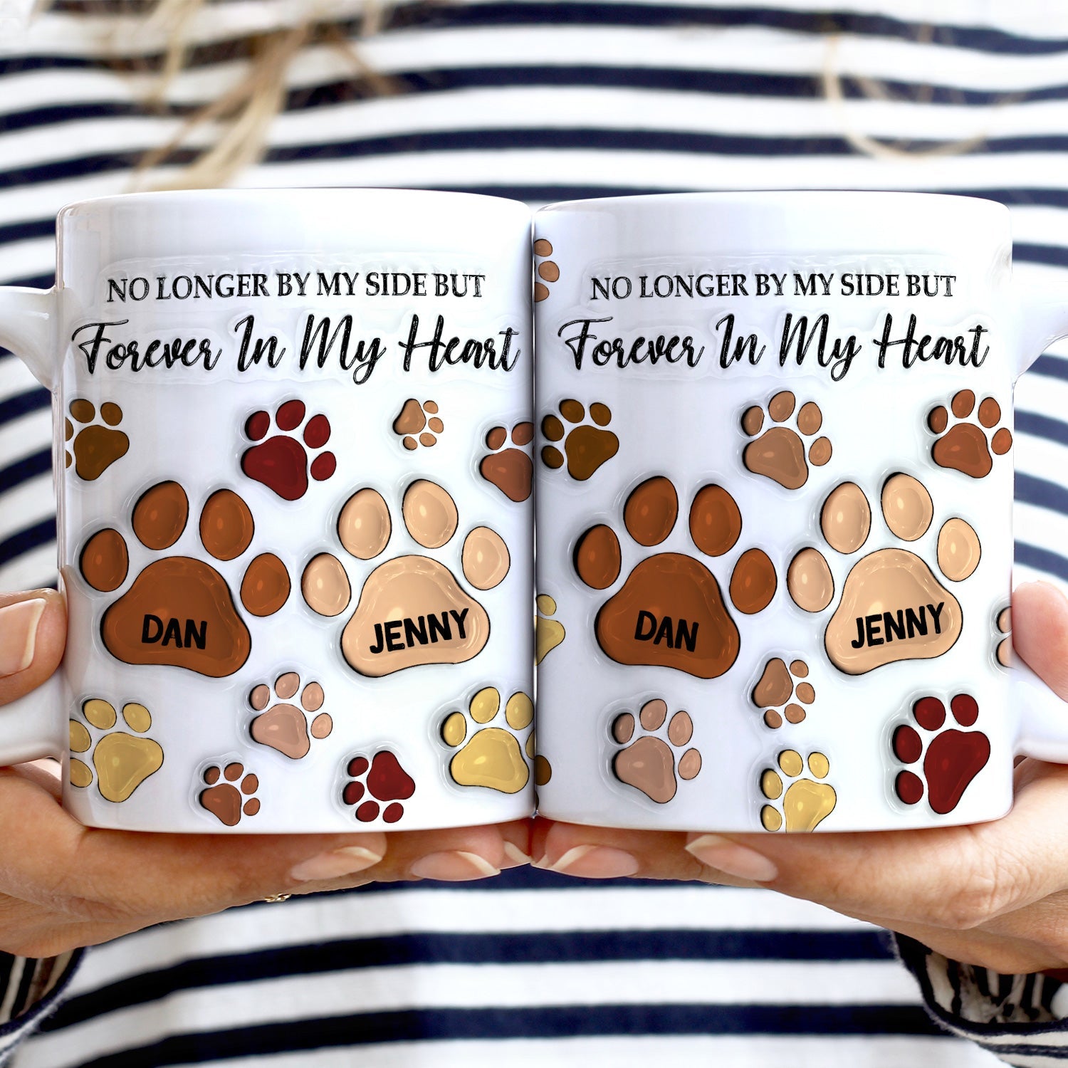 Forever In My Heart - Memorial Gift For Dog Lovers, Cat Lovers - 3D Inflated Effect Printed Mug, Personalized White Edge-to-Edge Mug