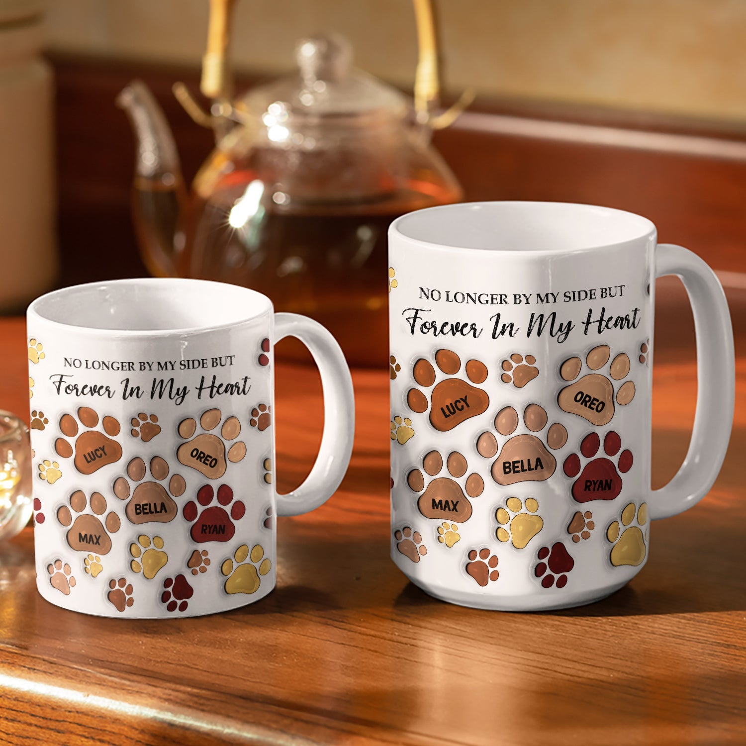 Forever In My Heart - Memorial Gift For Dog Lovers, Cat Lovers - 3D Inflated Effect Printed Mug, Personalized White Edge-to-Edge Mug