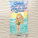 Tanned And Tipsy - Travel, Vacation Gift For Woman, Beach Lovers - Personalized Beach Towel