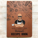 Man Cartoon Recipe Cookbook - Personalized Leather Journal