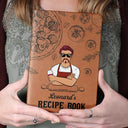 Man Cartoon Recipe Cookbook - Personalized Leather Journal