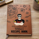 Man Cartoon Recipe Cookbook - Personalized Leather Journal