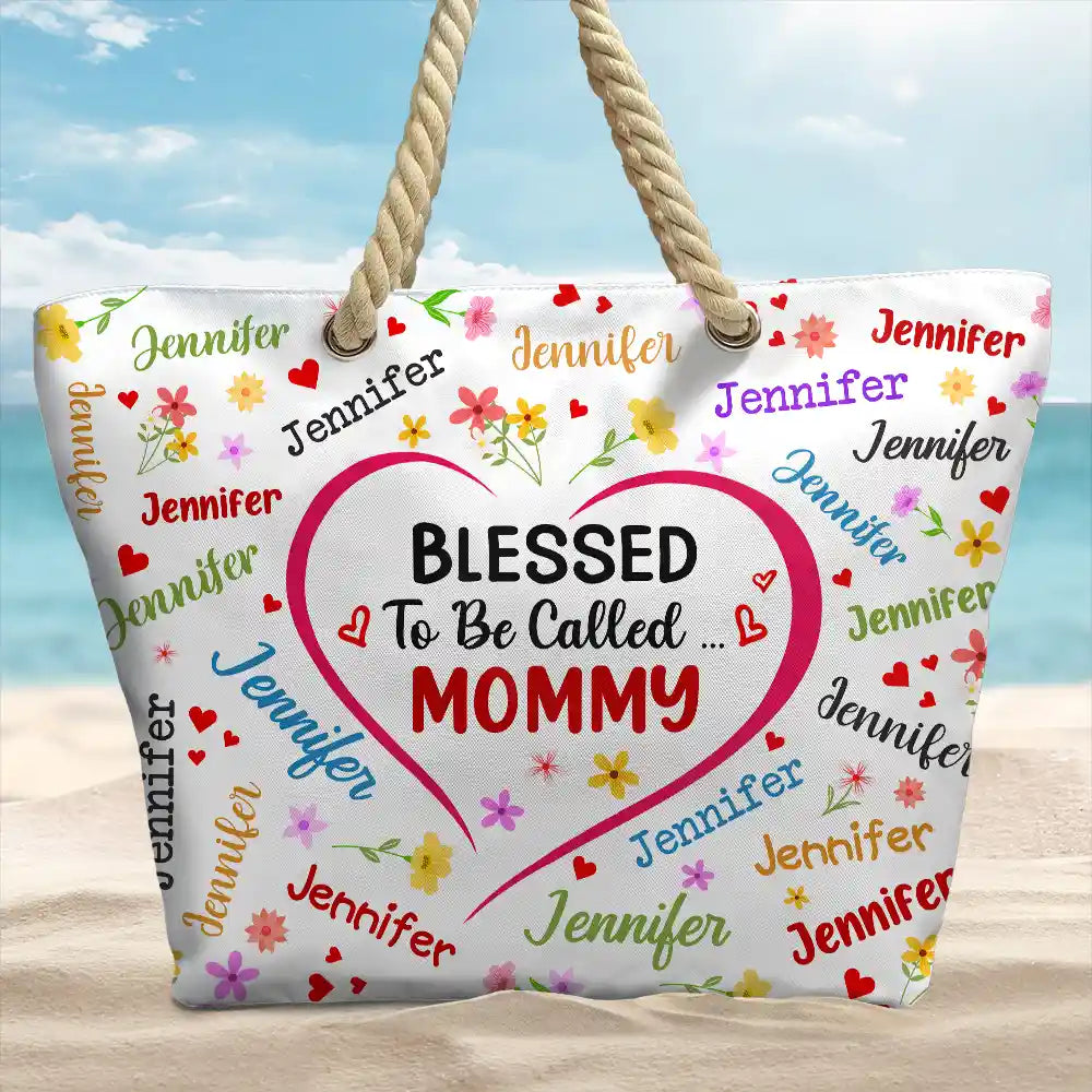 Bless To Be Called Grandma Nana Mom - Personalized Beach Bag