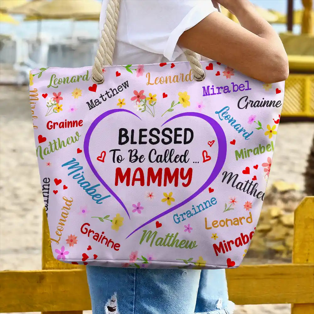 Bless To Be Called Grandma Nana Mom - Personalized Beach Bag