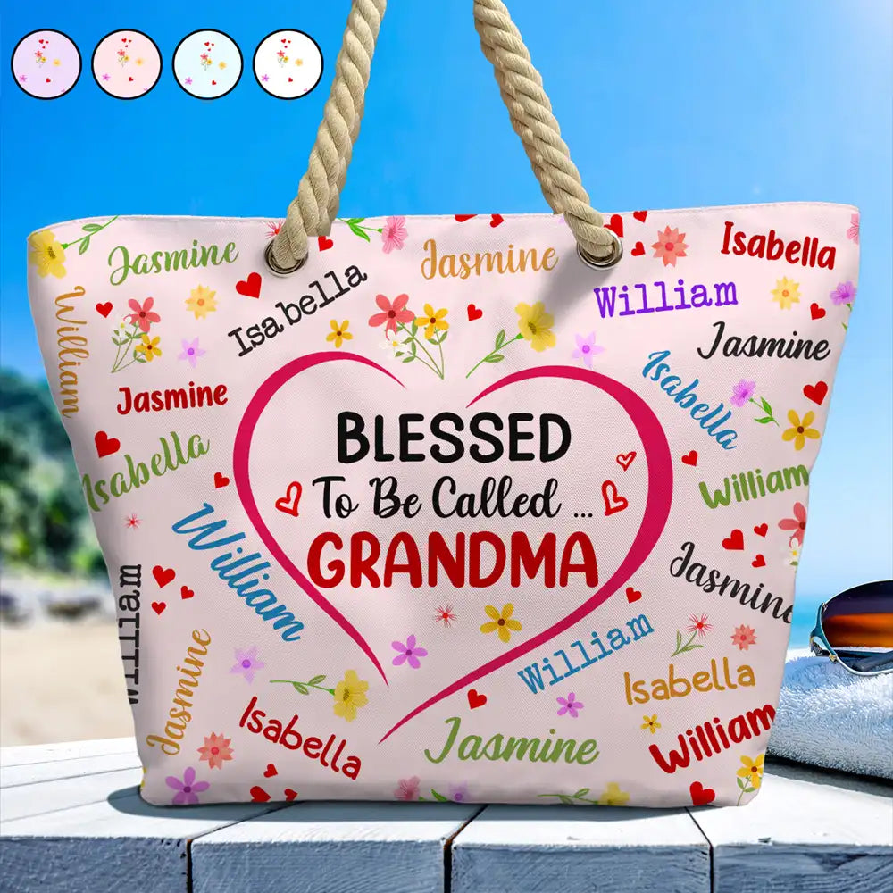 Bless To Be Called Grandma Nana Mom - Personalized Beach Bag