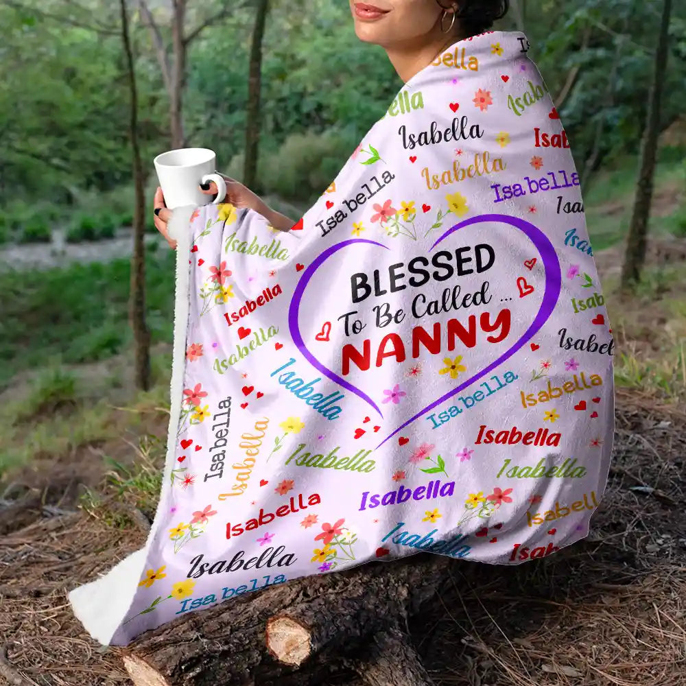 Blessed To Be Called Grandma Nana - Personalized Fleece Blanket, Sherpa Blanket