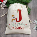 Monogram Snowman Merry Christmas - Personalized Favor Bag