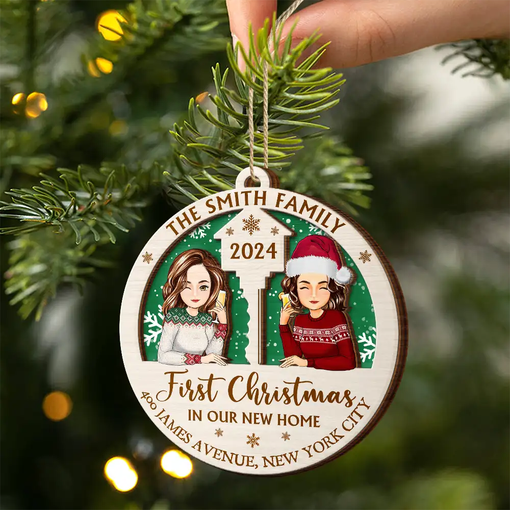 First Christmas In Our New Home - Personalized 2-Layered Wooden Ornament