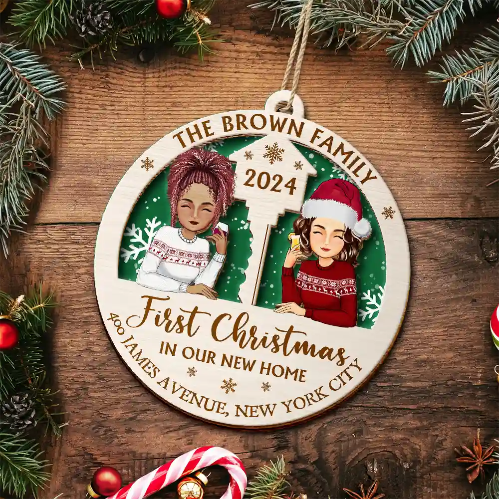 First Christmas In Our New Home - Personalized 2-Layered Wooden Ornament