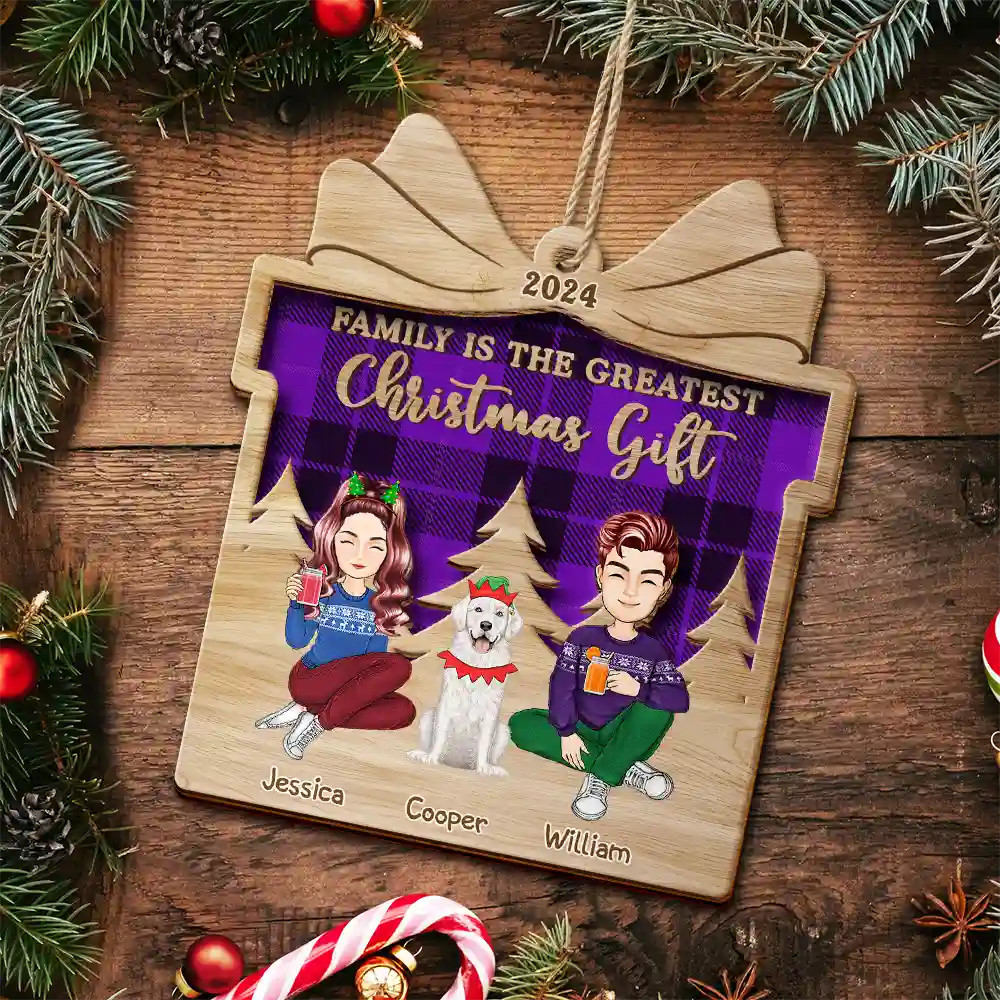 Family, Couple - Family Is The Greatest Christmas Gift - Personalized 2-Layered Wooden Ornament