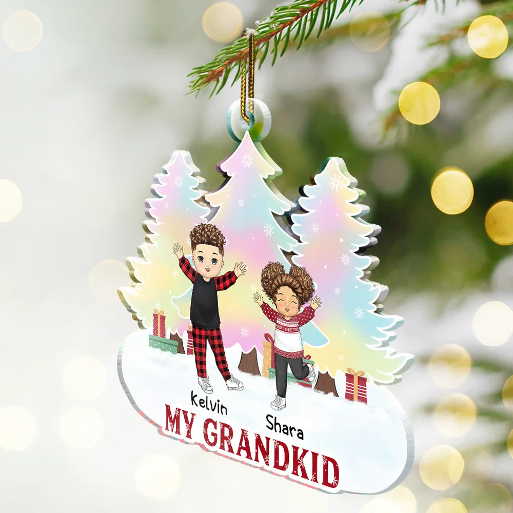 Gift For Grandparents - Merry Christmas My Grandkids - Personalized Custom Shaped Acrylic Ornament